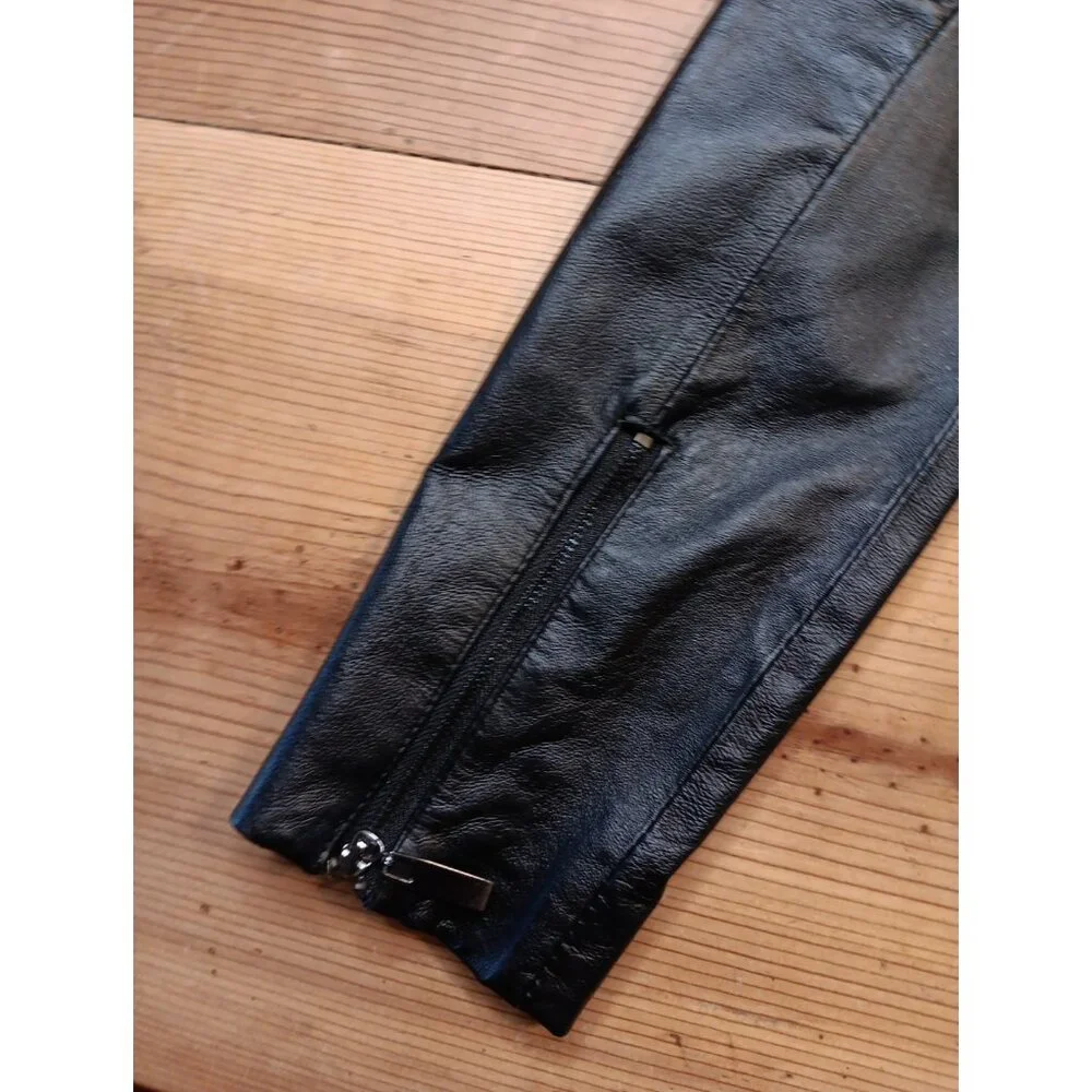 Vtg Y2K Bebe Leather and Suede Crop Moto Jacket Womens XS Black Goth Lined - Picture 9 of 9